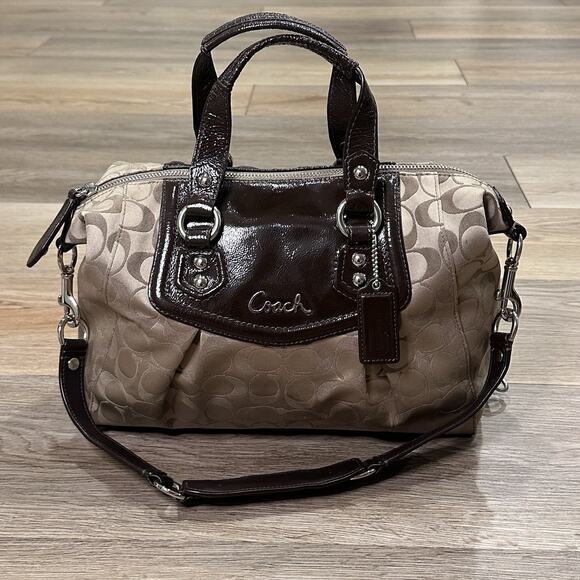Coach Ashley Shoulder Bag Purse Brown Tan Signature Satchel Y2K 2000s Style EUC - Picture 1 of 15